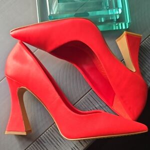 Vince Camuto Red Leather Architectural Heels